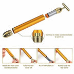 Gold Plated Energy Beauty Bar Electric Facial Massage Roller