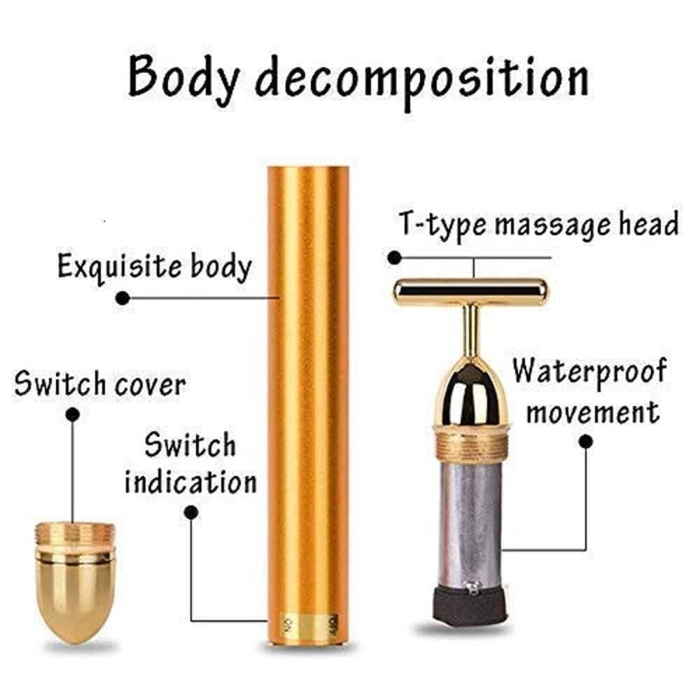Gold Plated Energy Beauty Bar Electric Facial Massage Roller