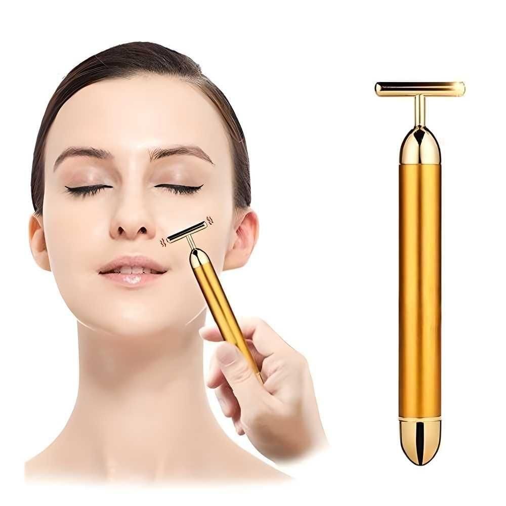 Gold Plated Energy Beauty Bar Electric Facial Massage Roller