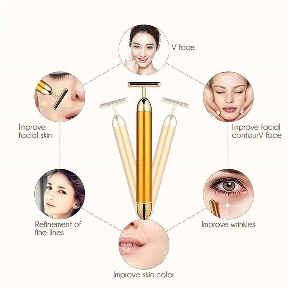 Gold Plated Energy Beauty Bar Electric Facial Massage Roller