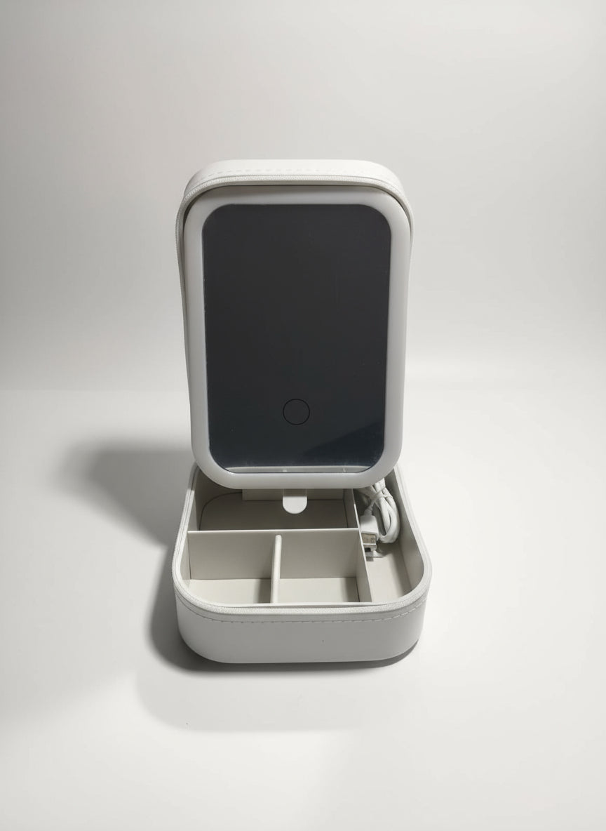 White Jewelry Box with LED Mirror